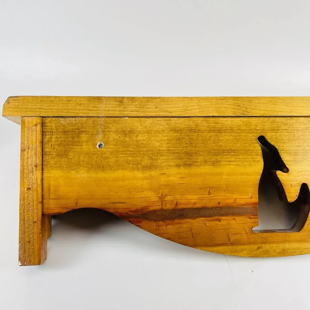 Vtg Wood Wall Shelf Coyote Cutout Country Farmhouse Cottagecore Southwest 18x5